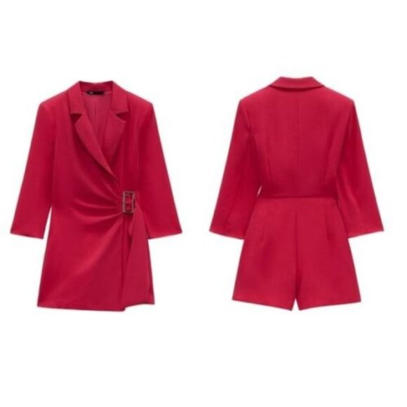 NWT ZARA BUCKLEDWRAPJUMPSUITBLAZER ROMPER FUCHSIACOCKTAILPARTYCLUB/0387/055/SZ S - Picture 9 of 9